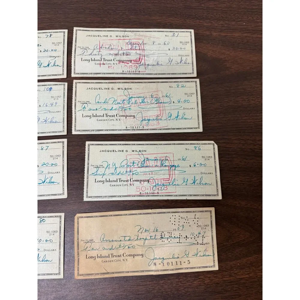 Vintage Checks Lot 1950s to 1960s Long Island New York Estate